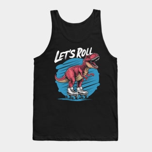 Funny Tyrannosaurus Rex On Roller Skates Design Tank Top